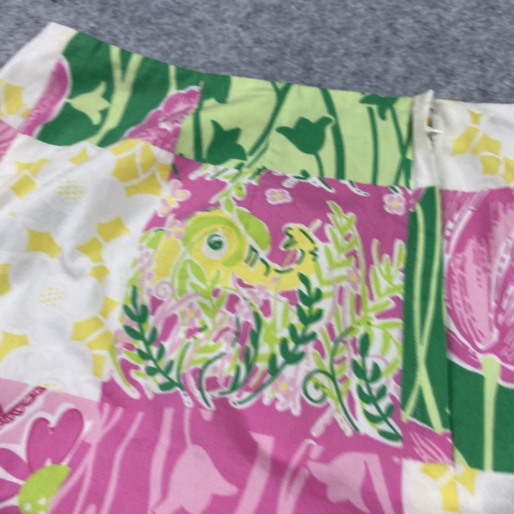 Lilly Pulitzer Skirt Womens 6 Pink Green Patchwork Floral Jungle Cat Print Lined - Picture 9 of 13